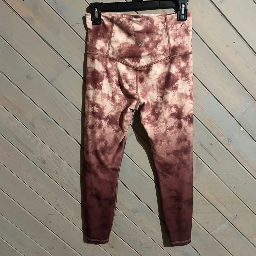 Athleta Elation Printed 7/8‎ Tight Leggings Tie Dye Rose Burgundy Womens Size S